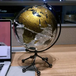 Office Decorative Items Wellfun Factory Custom Gifts 2024 Ideas Full Color Printing Metal Base Earth Globe That Spins By Itself