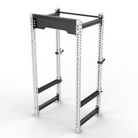 Equipo de gimnasio comercial independiente para levantamiento de pesas, banco de press ajustable y rack de sentadillas multijuego de medio marco
