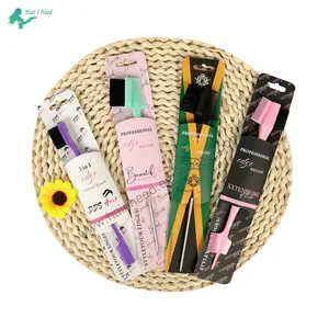 ABS Nylon Bristle Hair Edge Control Brush Custom Logo Packaging Double Sided pink 3 in 1 Edge Brushes bulk for hair