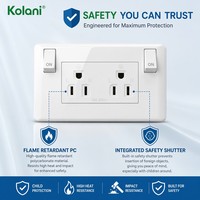 Stopkontak Dinding 6 Lubang Ukuran 120 Standar AS Ganda, 16A 250V, Panel Tersembunyi, Sakelar Kontrol Terpisah dengan Lampu LED Daya untuk Hotel