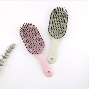 <span class=keywords><strong>Brosse</strong></span> à cheveux démêlante écologique pour femmes et hommes Wave Vegan Climate Neutral Straw Curly Wet Paddle No Tugging Detangler Hairbrush - Product Image 3