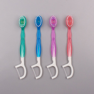 Brosse à dents de voyage mini, manuelle, à poils souples, pour adultes, avec fonction fil dentaire - Product Image 3