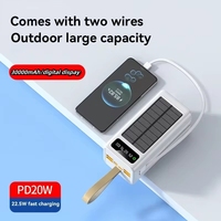 Bank daya tenaga surya darurat luar ruangan 30000mAh kabel Kemah bawaan kapasitas tinggi baterai li-polimer untuk berkemah luar ruangan