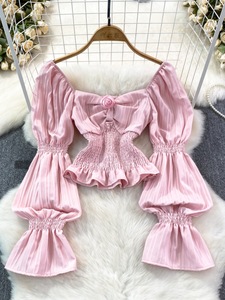 Bán Buôn Mùa Xuân Và Mùa Thu V Cổ Áo Sơ Mi Của Phụ Nữ Thanh Lịch Áo Sơ Mi Voan Áo Sơ Mi Thời Trang Của Phụ Nữ Dài Tay Hàng Đầu - Product Image 4