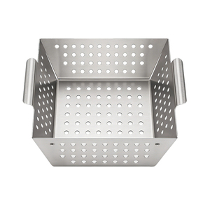 Panier de cuisson rectangulaire en acier inoxydable robuste Pinnovo, argenté, compatible lave-vaisselle, pour grillades et légumes - Product Image 3