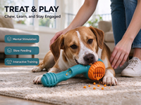 Jouet interactif pour chien avec distributeur de friandises, bâton à mâcher en caoutchouc durable et imperméable pour l'enrichissement des animaux de compagnie