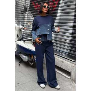 Conjunto de Mezclilla Modal Asimétrico de Manga Larga y Transpirable para Mujer 10269 - Product Image 4