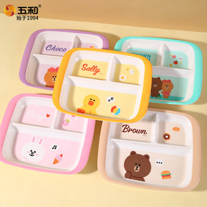 Brown Friends Melamine Divided Dinner Tray For Kids Rectangle Cartoon Design - Product Image 5