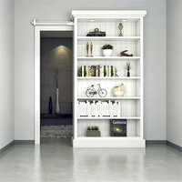 Bibliothèque coulissante moderne en bois avec porte Murphy dissimulée, gain de place pour salon et bureau à domicile