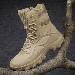 Bottes de randonnée tactiques pour hommes, tige haute en mesh synthétique, semelle extérieure en caoutchouc antidérapante, semelle intermédiaire en EVA, chaussures d'entraînement tout-terrain toutes saisons - Product Image 1