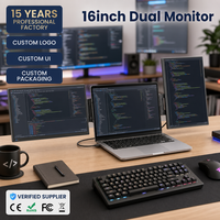 Monitor LCD Triple Plegable de 16 Pulgadas, 2560x1600 2.5K IPS, Altavoz Integrado, Extensor para Portátil, USB Tipo-C, 100% SRGB, Nuevo, Venta al Por Mayor