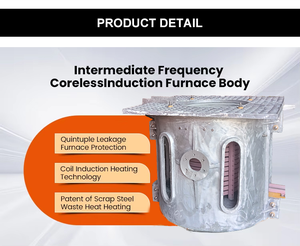 Four à induction en fonte à moyenne fréquence 200Kg 300Kg 500Kg Fours industriels de fusion Vente en gros d'usine sur mesure - Product Image 2