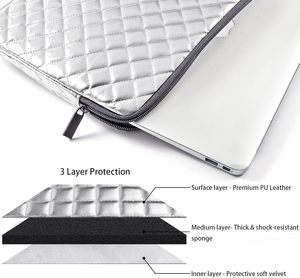 Sac à bandoulière rembourré doublé en polyester matelassé de 14 15 15.6 pouces pour MacBook Pro Soft Sleeve - Product Image 5