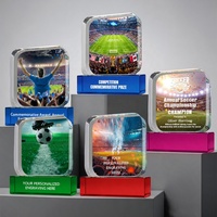 Trophée de football en cristal personnalisé avec impression UV, plaque en verre pour prix de compétition, cadeau de championnat