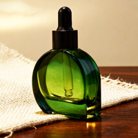 Flacon compte-gouttes en verre ambré/vert/transparent de 25 ml, forme plate en D, avec bouchon blanc mat pour huiles essentielles, sérums et emballages cosmétiques