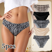 Braguitas de bikini de talle bajo para mujer, sin costuras, invisibles, con estampado de leopardo, acanaladas suaves, para uso diario, con borde ondulado