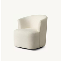 Fauteuil pivotant moderne de luxe à 360 degrés, tissu texturé blanc crème, fauteuil club confortable, mousse haute densité, fauteuil d'appoint pour salon