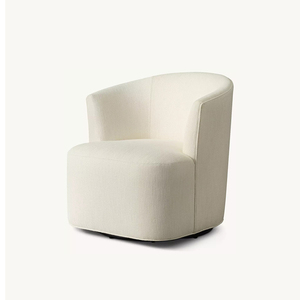 Poltrona Girevole Moderna di Lusso a 360° in Tessuto Testurizzato Bianco Crema, Sedia Club Comoda con Schiuma ad Alta Densità <span class=keywords><strong>per</strong></span> <span class=keywords><strong>Soggiorno</strong></span> - Product Image 3