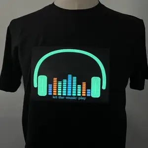 Nicro Custom Sound Active Equalizer El T-Shirt Equalizer Light Up Down Flashing Carnival Party Music Activated Led T-Shirt