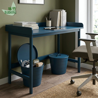 Meja Tulis Ramah Lingkungan Kayu Solid Biru Tua Dengan Tepi Terangkat untuk Belajar di Rumah Meja Komputer Sederhana untuk Workstation Kantor OEM