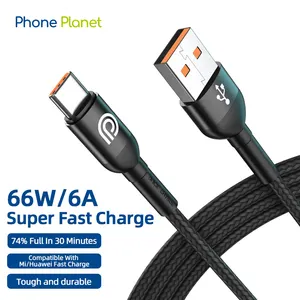 6A 66W Super Fast Charger USB Cable Compatible with ipad Samsung BlackBerry LG TCL Sony Oppo Oneplus Huawei Xiaomi Redmi Vivo