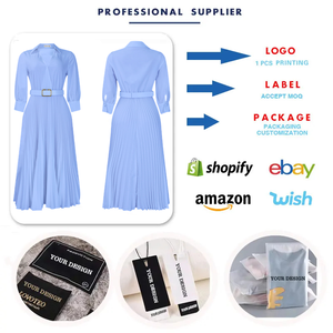 C8622 Vestido Largo Elegante para Mujer, Manga Larga, Cuello en V, Plisado, Vestido Casual de Oficina para Dama, con Cinturón, Vestidos de Moda para Mujer - Product Image 6