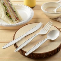 Ensemble de couteau, fourchette et cuillère jetables compostables biodégradables en amidon de maïs BOFA, écologiques, avec poignée antidérapante, vaisselle pour hôtels