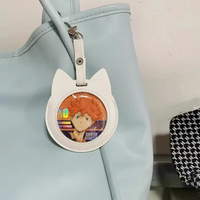 Sac à pendentifs de style japonais bande dessinée avec badge transparent, porte-clés avec breloque, mini badge de rangement