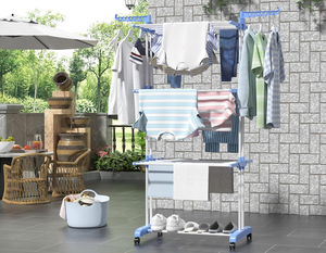 Estante Plegable Metálico Telescópico para Ropa, Soporte Doble de Suelo para Secar Ropa, Escritorio Plegable para Secar Ropa - Product Image 6