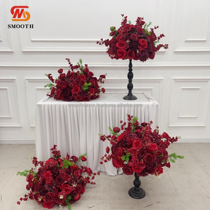 SMOOTH Vente en gros de centres de table décoratifs personnalisés pour événements de mariage, bouquets rose poudré, boule de fleurs artificielles en soie - Product Image 5