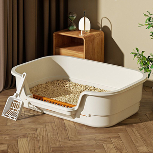 Extra-Large Semi-Enclosed <b>Cat</b> Litter <b>Box</b> - Anti-Tracking Open <b>Cat</b> Toilet Wholesale - Product Image 5