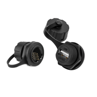 Connecteur Électrique Étanche Lshitech 0.1-5m USB2.0 Femelle Type Droit/À Souder pour Surveillance Marine et Extérieure
