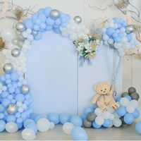 Kit d'arche de guirlande de ballons gonflables réutilisables bleu clair, 7 ballons en PVC connectés pour la décoration d'anniversaires, de mariages et d'événements