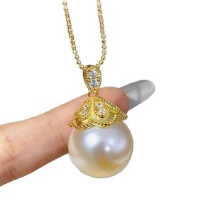 31419DIY Accessories S925 Silver Pendant Empty Holder with 12-15mm Round Beads for <b>Concealer</b> Necklace - Product Image 5