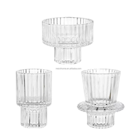 Bougeoir en verre de cristal personnalisé, simple et créatif-Lampe à thé à double usage et base de bougie conique pour la décora