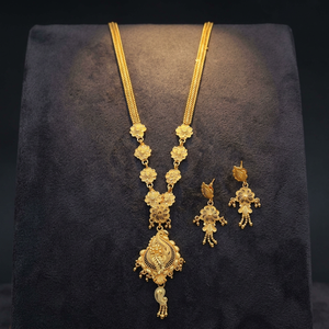 Colliers de mode plaqués or 14K 18K 24K en gros, ensemble de bijoux longs au design traditionnel, ensemble de bijoux en laiton rempli d'or. - Product Image 4