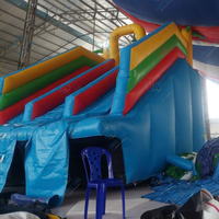 Toboggan aquatique gonflable bleu en PVC pour applications de jeu, installation facile, pour parcs d'attractions, avec château gonflable, Thuy Linh, garantie 12 mois