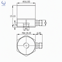 SSR C Serisi PE Şarj Çıkışlı İvme Ölçer Titreşim Masası Kontrol Yan Konektörü 10-30pC/g +/-1500g Paslanmaz Çelik M5 IP68