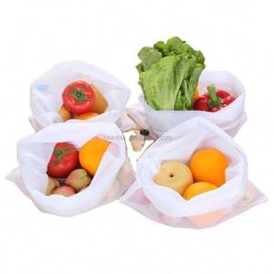 Sac en filet de nylon personnalisé recyclable avec cordon de serrage, utile pour l'industrie et les courses de fruits et légumes - Product Image 1