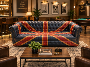 Elegant Genuine Leather Chesterfield Couch Set Luxury American <b>Sofa</b> Furniture Button Tufted Midcentury Living Room Sponge Mall - Product Image 3