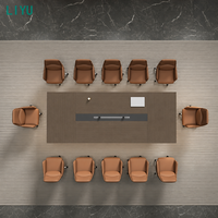 Ensemble de table de conférence moderne LIYU avec chaises - Table de salle de réunion en bois robuste pour la maison, le bureau, la salle à manger, 12 places, mobilier commercial