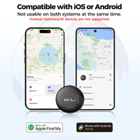 MiLi LiTag Duo, Rastreador Inteligente para Android e iOS, GPS, Rastreo en Tiempo Real, Resistente al Agua IP65, Compatible con Google Find My, para Llaves y Bolsos