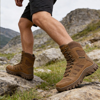 Bottes tactiques montantes en similicuir pour hommes, personnalisées en usine, pour l'extérieur, automne-hiver, avec embout en acier, pour la randonnée et l'alpinisme
