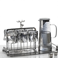 Ensemble de carafes à eau froide en verre résistant aux hautes températures - Design minimaliste moderne pour usage domestique, six pièces