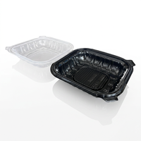 Conteneur réutilisable à base noire et couvercle ventilé transparent, résistant à la chaleur et compatible micro-ondes, avec ou sans 3 compartiments