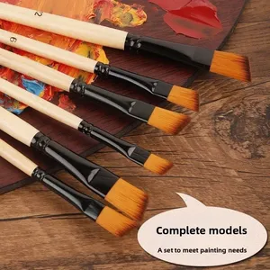Juego de 3/5/6/32 piezas de pinceles de nailon DIY para graffiti, pinceles en forma de abanico para pintura líneas, set dedicado para pintura al óleo, gouache y acuarela - Product Image 6