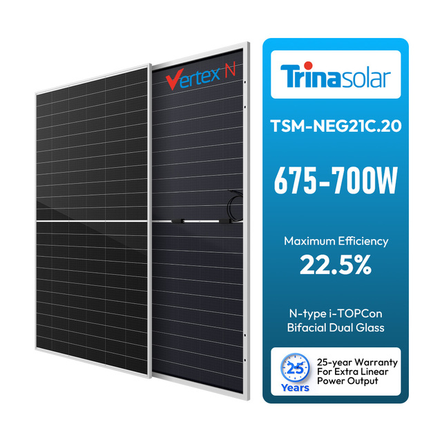 Trina Panel Solar Bifacial 700W 620 Watt 600W Paneles Solares De Trina 600W 650 W Bifaciales Solar Panels With Battery