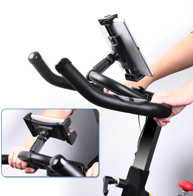 Exercise Bike Tablet Holder Portable Car Headrest Treadmill Exercise Gym Handlebar Microphone Stand Mount 360 Adjustable Bracket