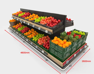 Exhibidor de Frutas Metálico de Doble Cara, Estante Comercial Multinivel para Verduras y Productos Frescos - Product Image 1