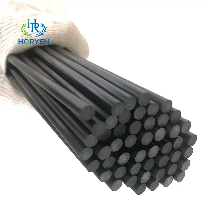 Kustom tongkat serat karbon murni murni bulat hitam padat penyumbat kosong